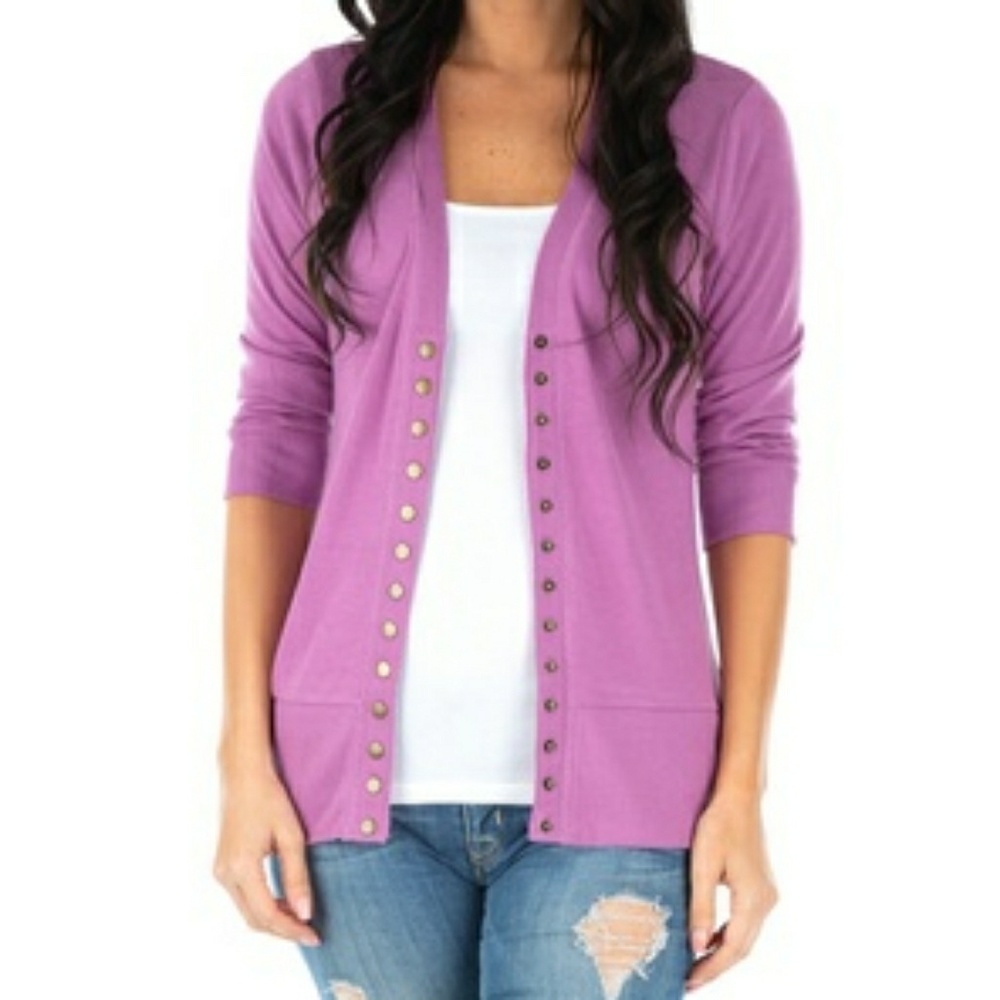 ⬇️ Lavander Button Down 3/4 Sleeve Cardigan XL 16/18